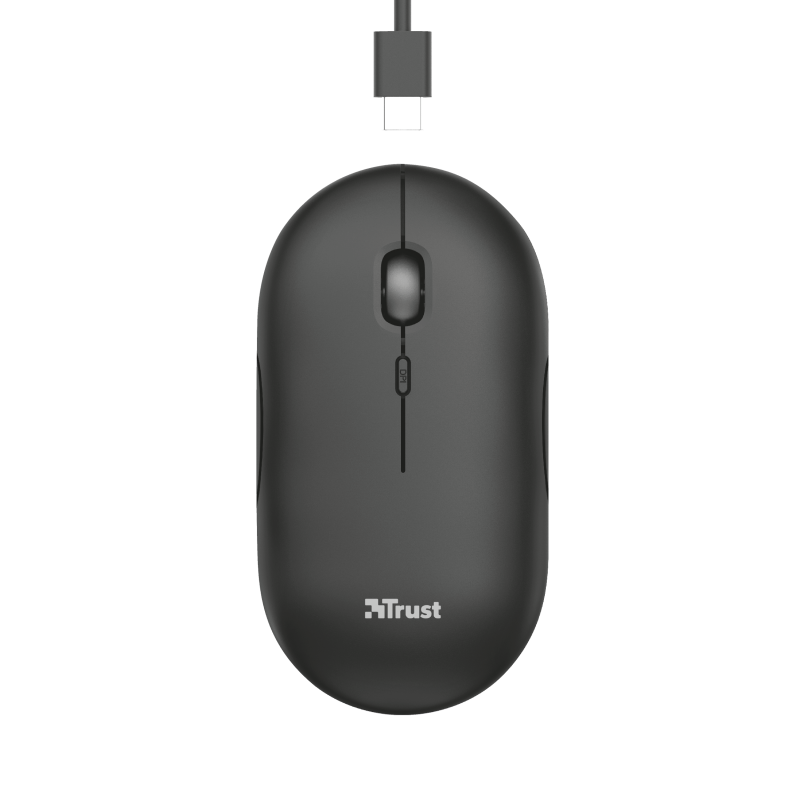 Trust Puck wireless punjivimiš, ultra-thin, silent,800-1600 dpi, obje ruke, 4 tipke, crni