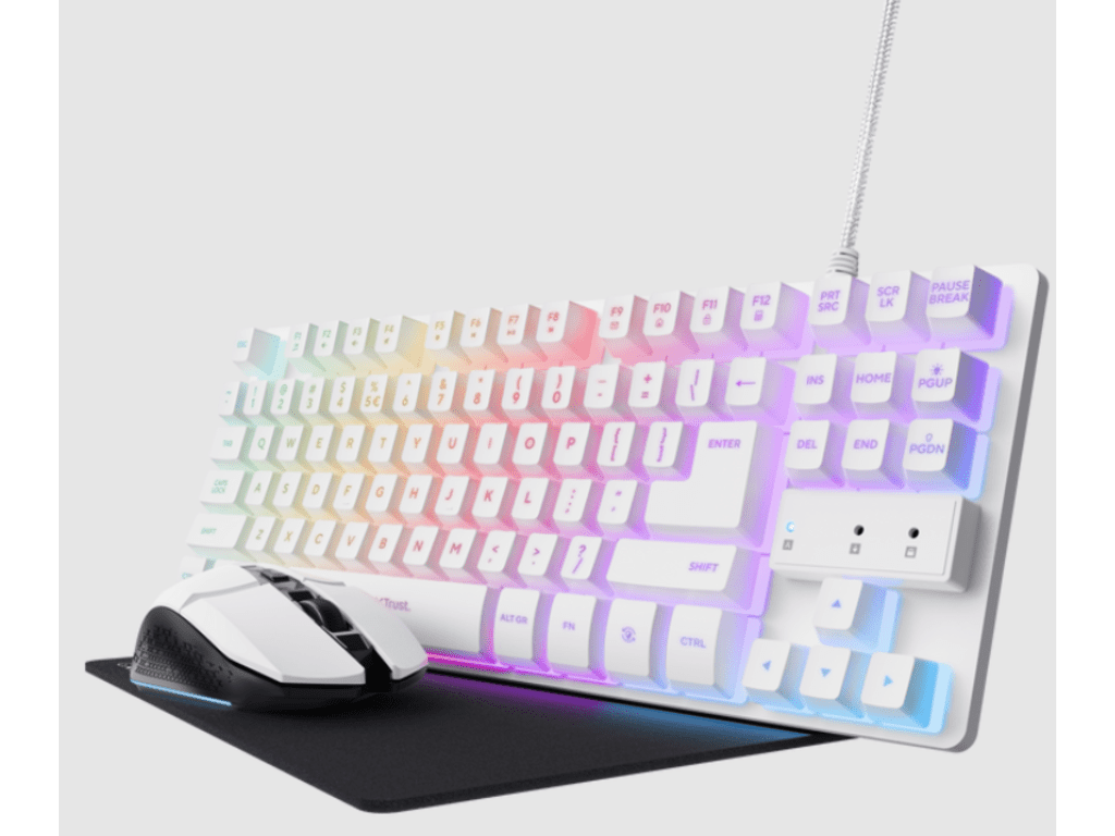 Trust GXT794W 3-u-1 gaming set, tastatura, miš i podloga zamiš, bijela boja - Image 2