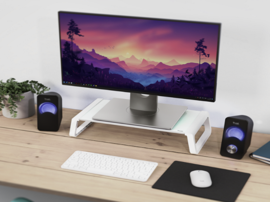 Trust Monta stand za monitor,kaljeno staklo, 50x20 cm,bijeli - Image 3