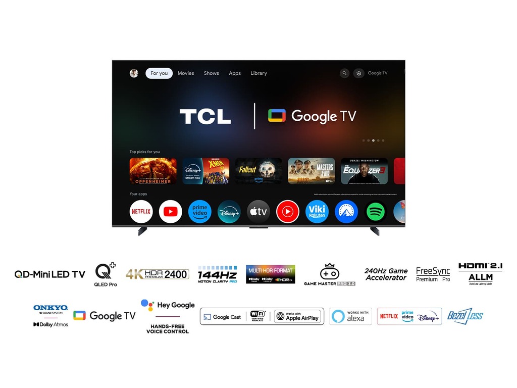 TCL 98"C765 QD-Mini LED 4K TVHDR 2400 nits; QLED PRO;ONKYO 2.1ch; 144Hz VRR; Google TV - Image 3