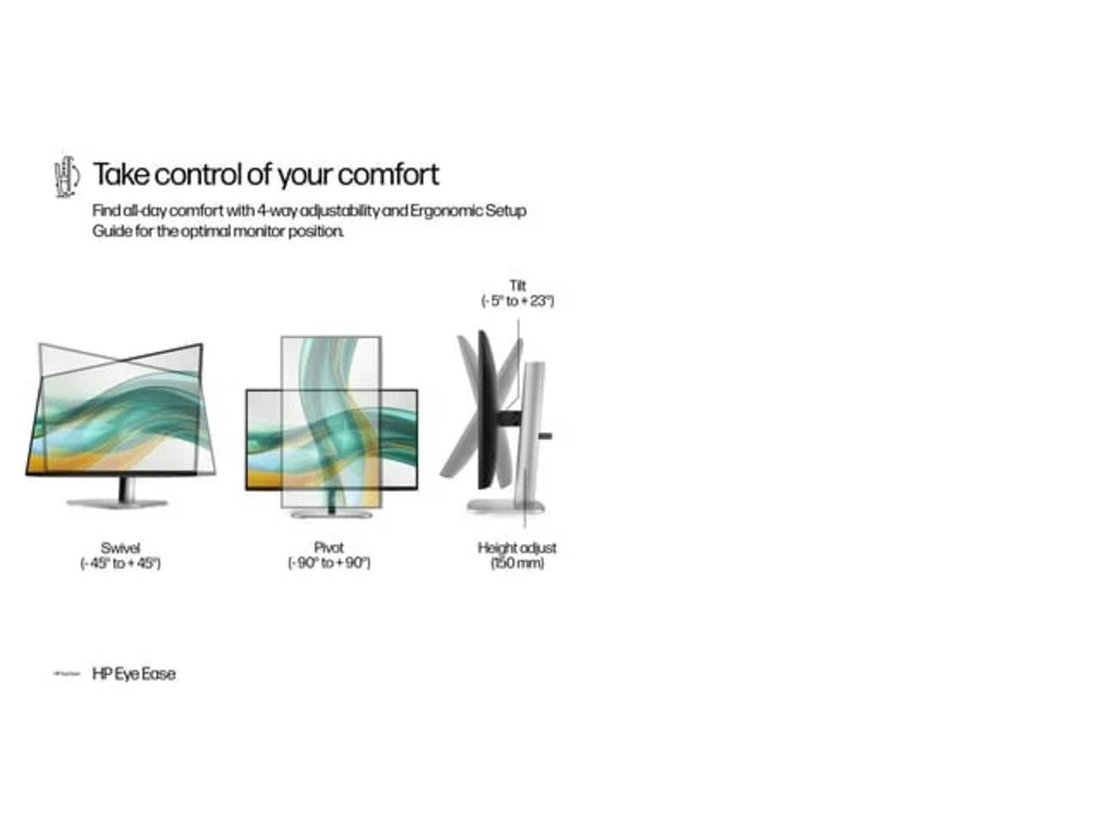 HP S5 Pro 524pf 23,8" IPS23,8",IPS,350cd,1500:1,5ms,100Hz,HDMI,DP,4x USB 3.2,height,Pivot - Image 4