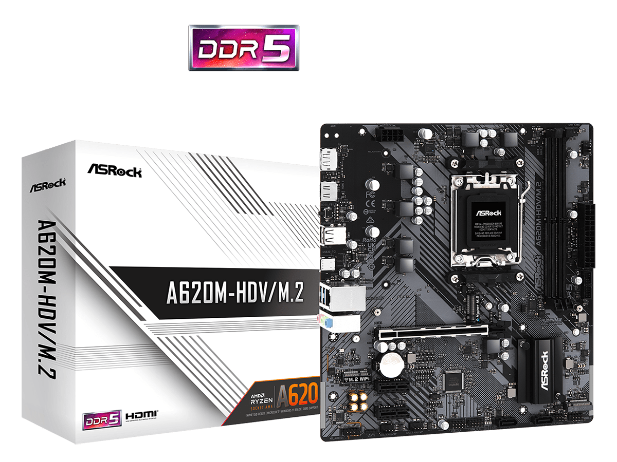 ASROCK MB A620M-HDV/M.2AM5, 2xDDR5, DP, HDMI, 2xM.22xSATA, RAID, microATX - Image 2