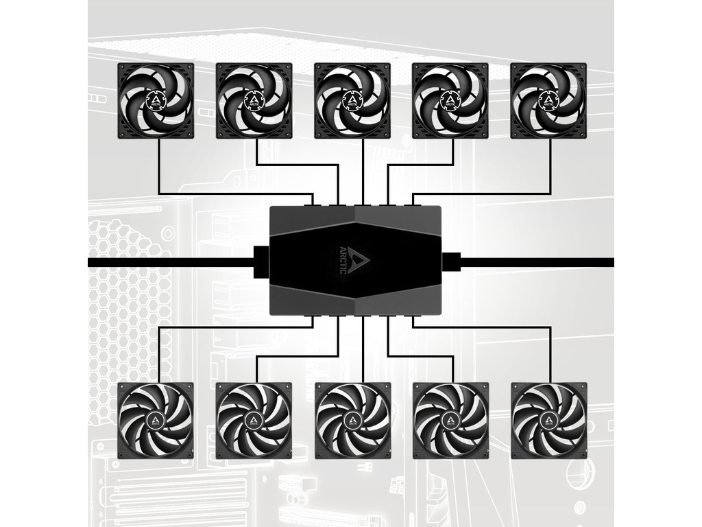 Arctic case fan hub 10 port PWM fan hub, SATA power - Image 4