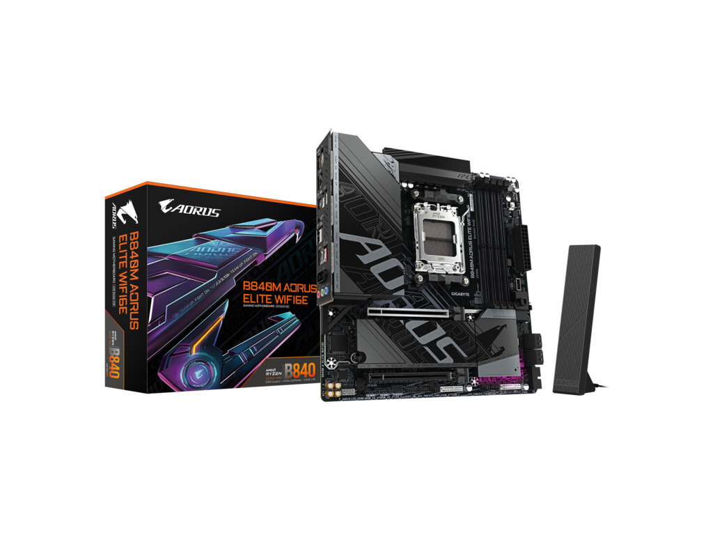 Gigabyte MB B840 AORUS ELITE AM5, 4x DDR5, 2x M.2, 4x SATA 8xUSB; 1x HDMI, 1x DP, mATX; - Image 2
