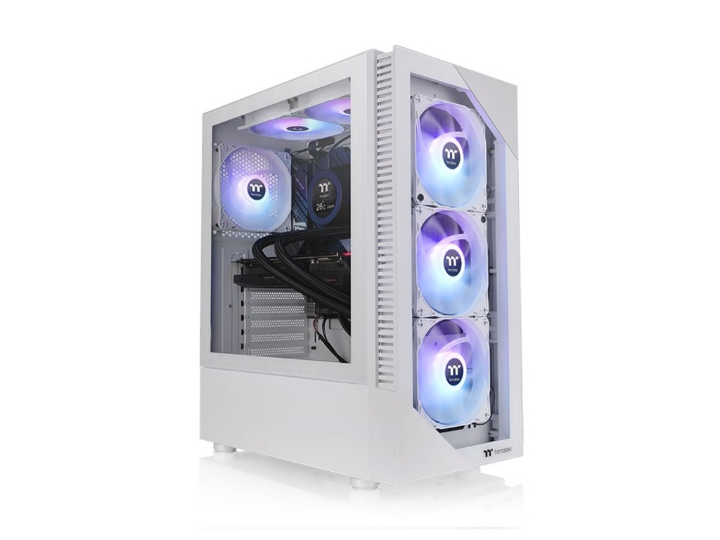 Thermaltake View 200 ARGB Snow Mid tower, tempered glass, 3x 120mm ARGB Lite fan - Image 2