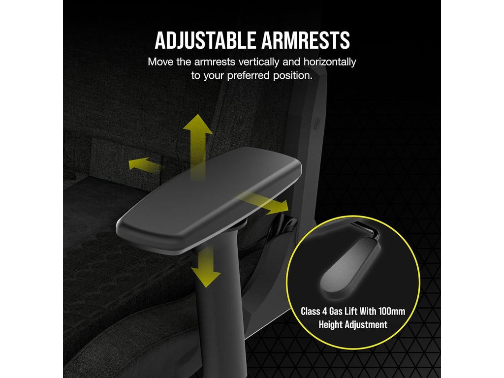 Corsair TC100 Gaming ChairRelaxed, Fabric Black/Grey120kg - Image 5