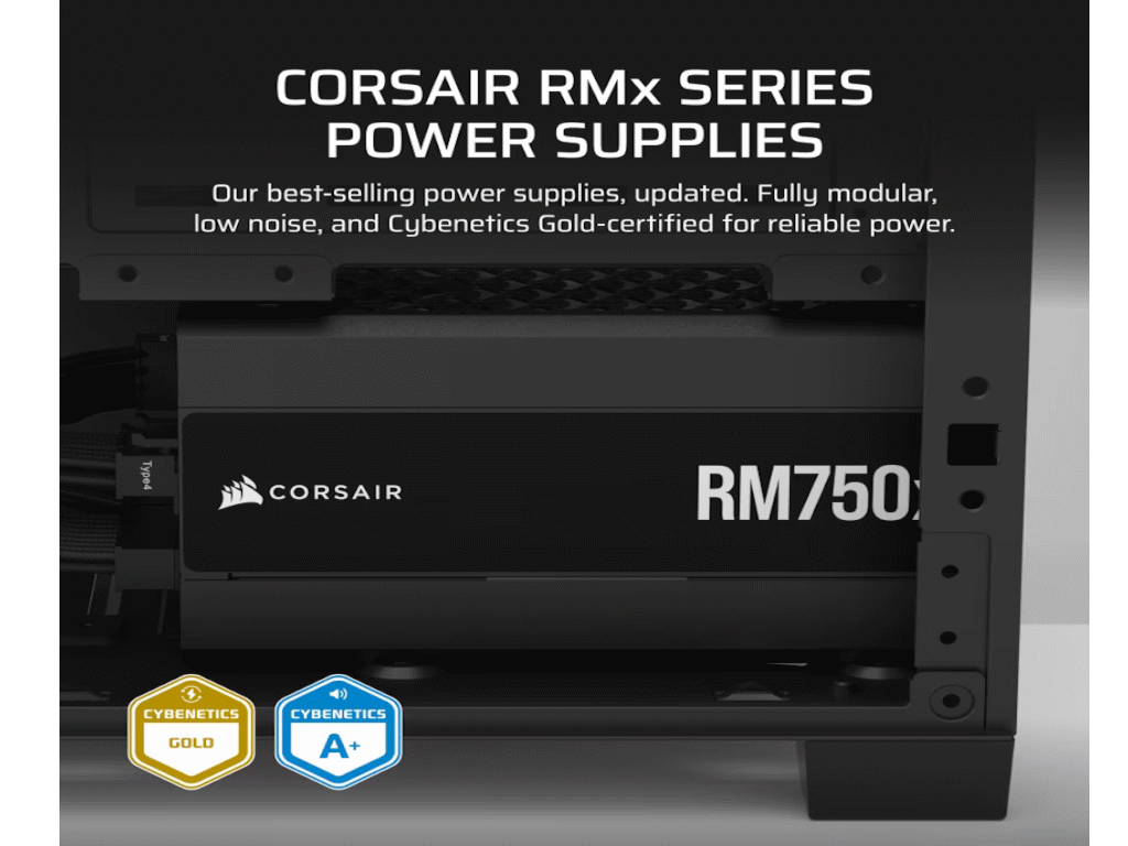 Corsair PSU 750w RM750xGold, Fully Modular, 12V-2x68xSATA, 4xPCIe, ATX 3.1, PCIe 5.1 - Image 5