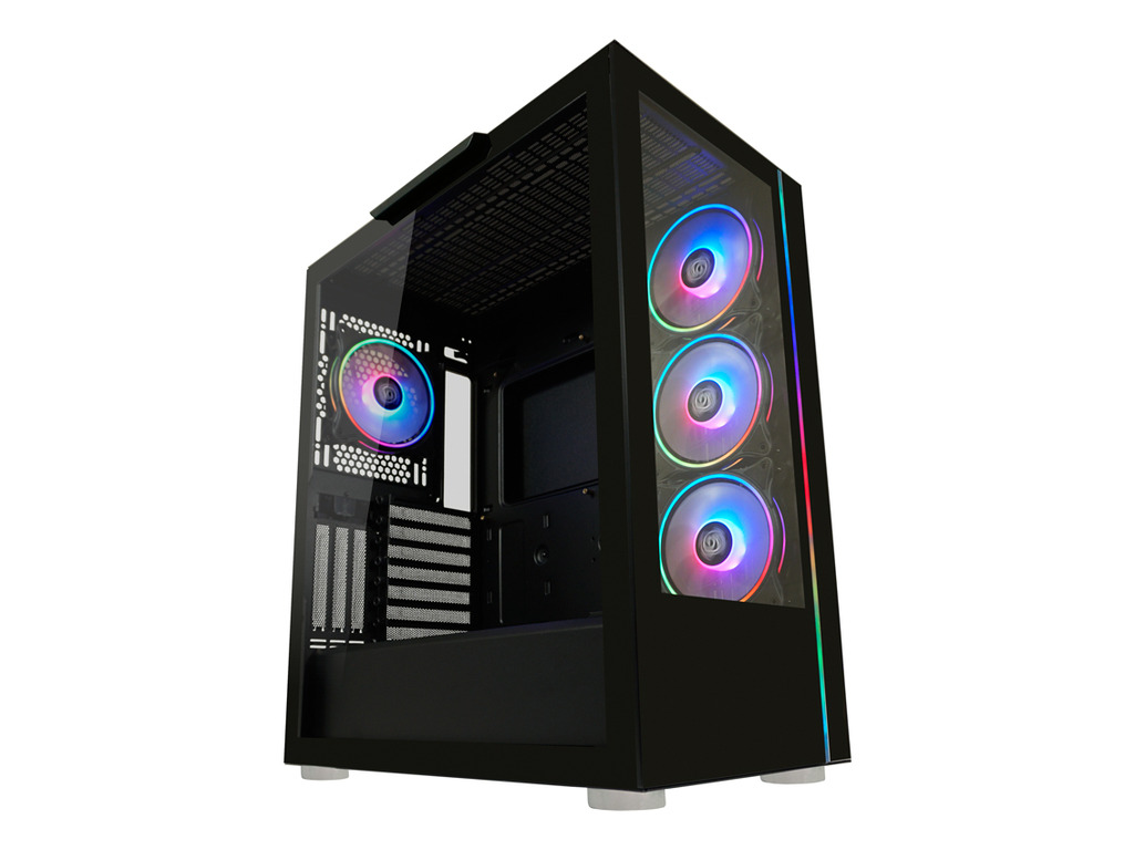 LC-Power Case Gaming 808B Midi-ATX, black, HD Audio, 4x 120mm ARGB fan, 1x USB-C - Image 2