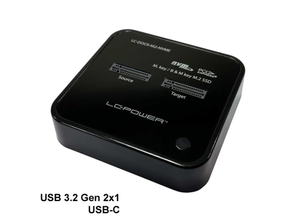 LC-Power Docking station NVMEM.2 SSD, USB-C port, 2x SSD-a,Transfer rate do 10 Gb/s - Image 2