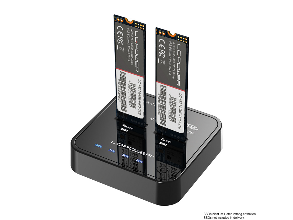LC-Power Docking station NVMEM.2 SSD, USB-C port, 2x SSD-a,Transfer rate do 10 Gb/s - Image 4