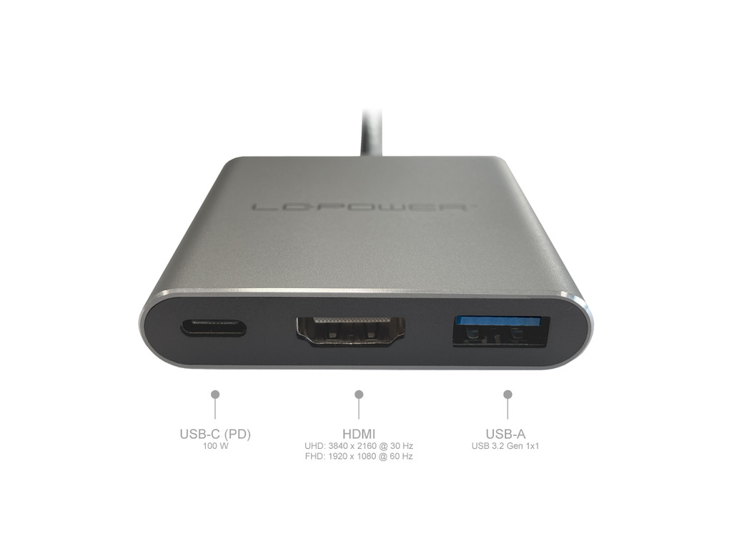 LC-Power USB-C HubUSB-A, USB-C (PD 100W),1x HDMI do 4k UHD - Image 3