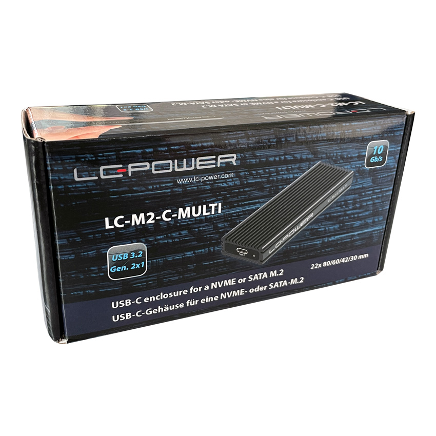 LC-Power LC-M2-C-MULTI-2USB 3.2 Gen. 2x1 Type C M.2SSD Enclosure,SATA&nvme - Image 3