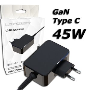 LC-Power USB GaN punjač 45W Punjač za laptope, USB-C,5-20V, 2.25-3A