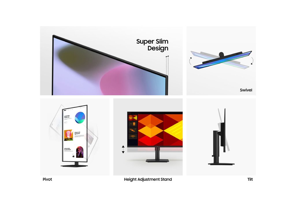 Samsung 27" FHD Posl Mon S40GDIPS, 100Hz, 5ms, 250cd, 2xHDMIDP, USB, HAS, Pivot, Tilt, Swivel - Image 4