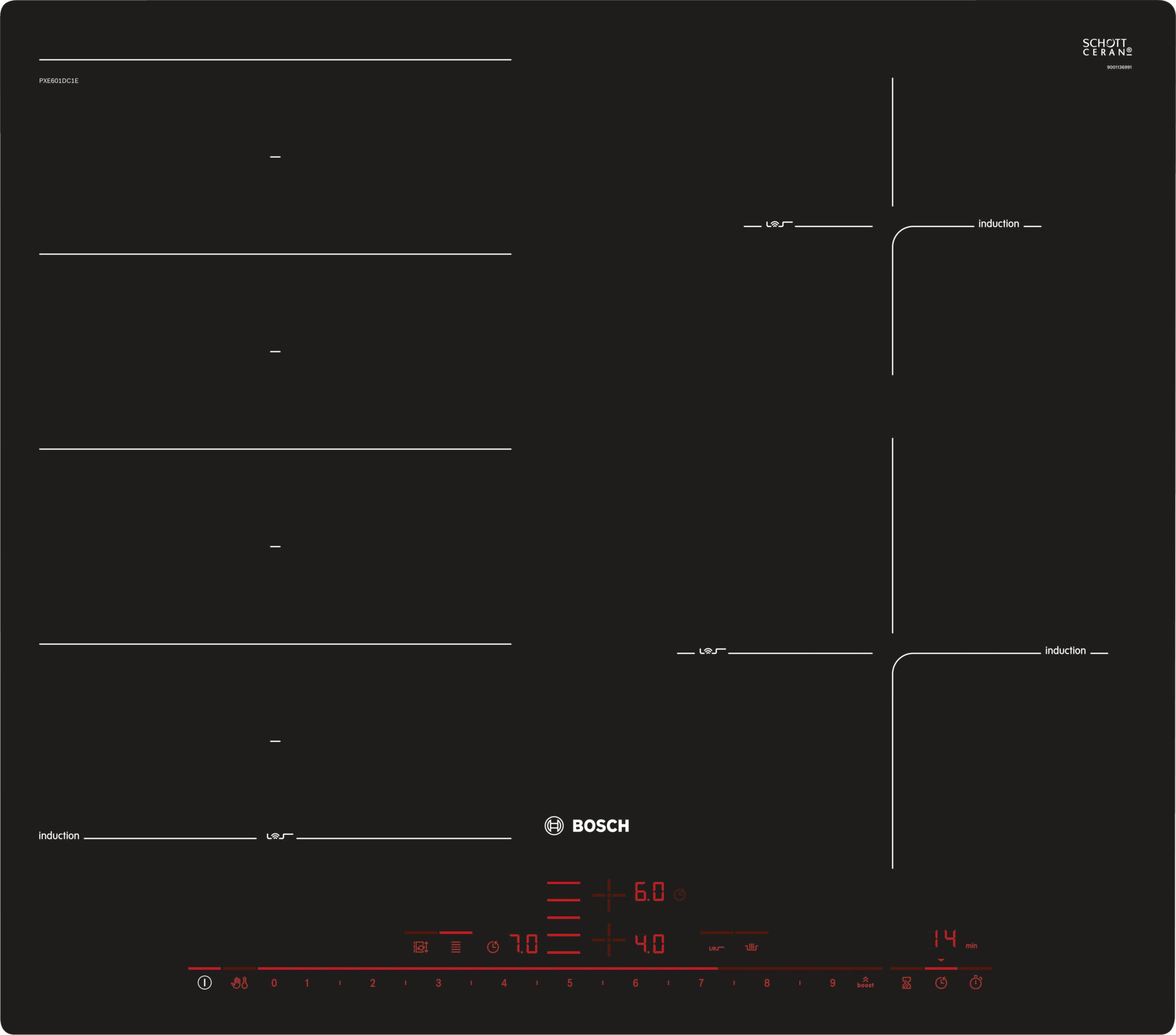 BOSCH indukcijska pločaSerie 8|, 60 cm, bez okvira, FlexIndZone, DirectSelect Premium, ES