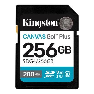 Kingston SD 256GB CanvasGoPlusSDXC,r/w:200/160MB/sDSLRs, mirrorless cameras, 4K video