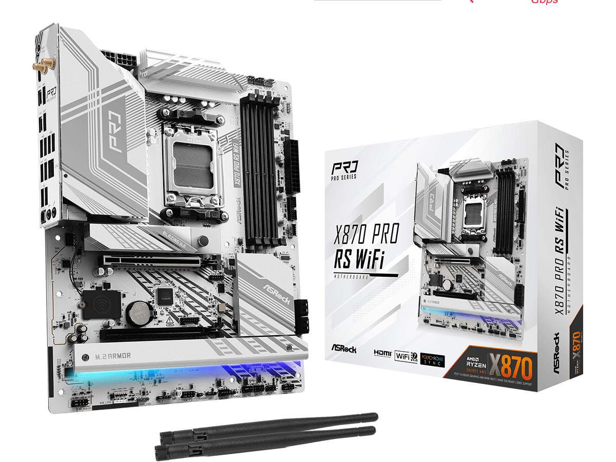 ASROCK MB X870 PRO RS WIFIAMD X870, 4xDDR5, 3xM.24xSATA, WIFI7, USB4, RAID, ATX, 2.5G LAN - Image 2