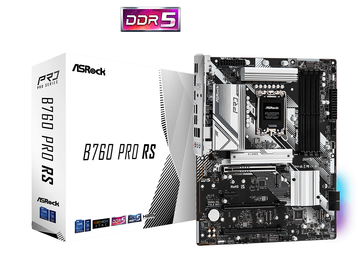 ASROCK MB B760 PRO RSIntel B760, LGA1700, 4xDDR53xM.2, 4xSATA, RAID, HDMI, DP, ATX - Image 2