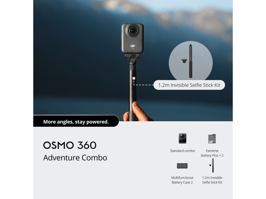 DJI Osmo 360 Adventure Combokamera,1/1.3" CMOS s f/2.8, USB-C PD punjenje,1770 mAh - Image 2