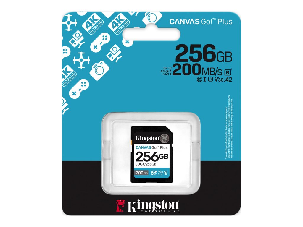 Kingston SD 256GB CanvasGoPlusSDXC,r/w:200/160MB/sDSLRs, mirrorless cameras, 4K video - Image 3