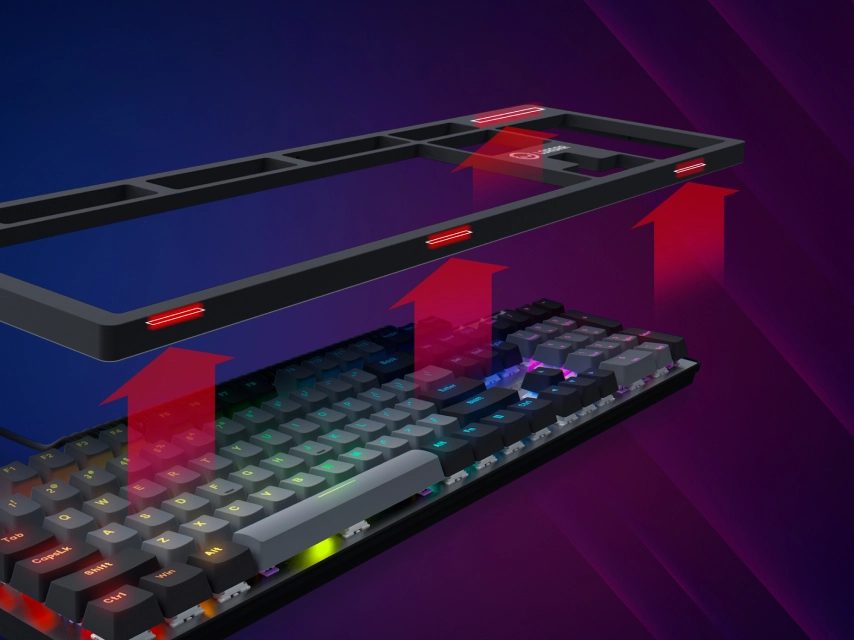 LORGAR Azar 514, Wired mechanical gaming keyboard, RGB backlight, 1680000 colour variations, 18 modes, keys number: 104, 50M clicks, linear dream switches, spring cable up to 3.4m, ABS plastic+metal, magnetic cover, 450*136*39mm, 1.17kg, white, EN layout - Image 2