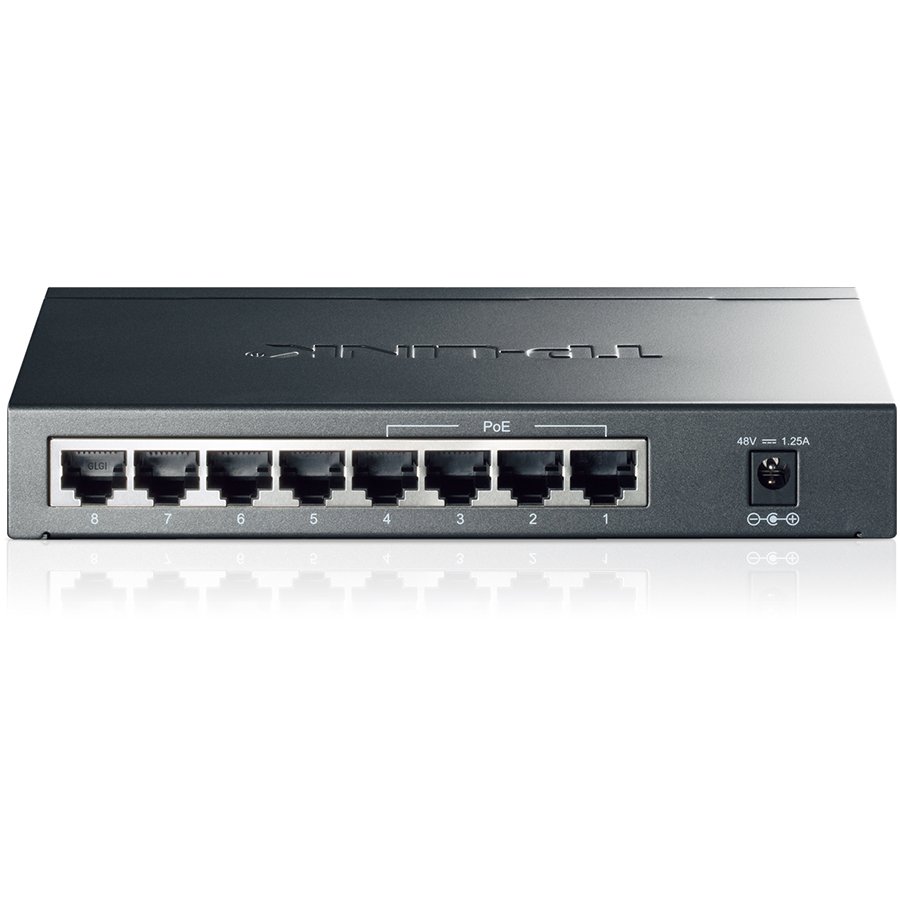 TP-Link TL-SG1008P 8-Port Gigabit Desktop Switch with 4-Port PoE+, 64W PoE Power supply, Supports PoE power up to 30 W for each PoE port, 802.1p/DSCP QoS, IGMP Snooping, Plug and Play, steel case - Image 2