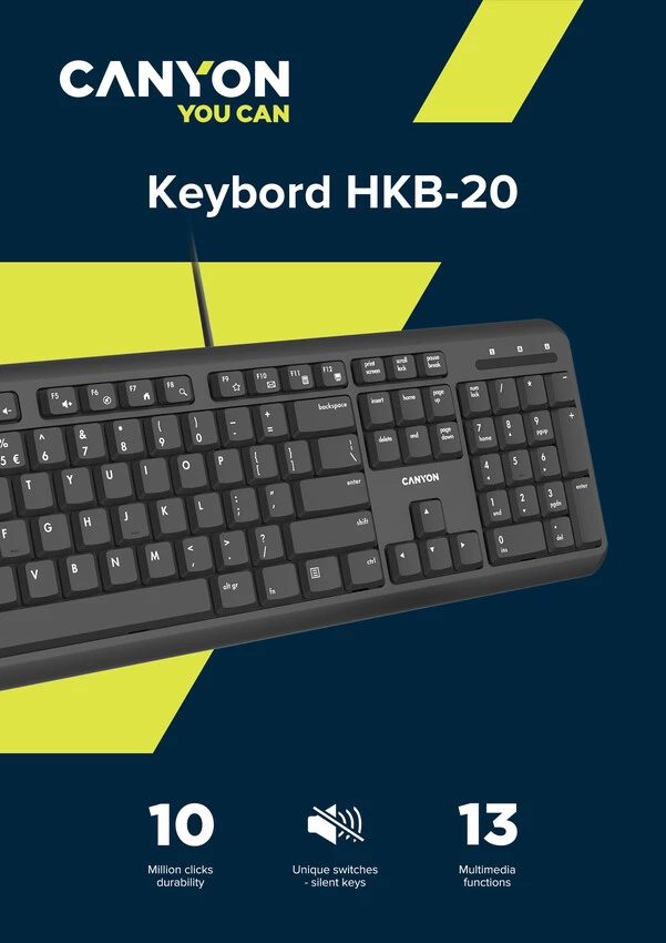 CANYON keyboard HKB-20 EN/AD Velvet Wired Black