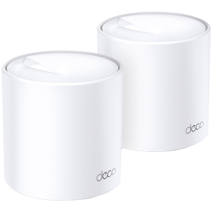 TP-Link Deco X20(2-pack) AX1800 Whole-Home Mesh Wi-Fi System, Wi-Fi 6, Qualcomm 1GHz Quad-core CPU, 1201Mbps at 5GHz+574Mbps at 2.4GHz, 2 Gigabit Ports, 4 internal antennas, Downlink and Uplink OFDMA, MU-MIMO, 1024QAM, Beamforming, HomeCare,150+ dev