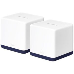 Mercusys Halo H50G (2-Pack) AC1900 Whole Home Mesh Wi-Fi System, 600 Mbps at 2.4 GHz + 1300 Mbps at 5 GHz, 3× Internal Antennas, 3× Gigabit Ports per Unit (WAN/LAN auto-sensing), Halo APP, Router/AP Mode, One Unified Network, MU-MIMO, Beamforming