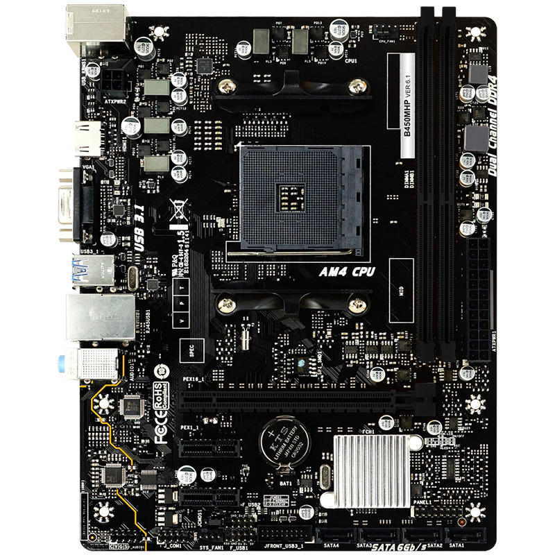 BIOSTAR MB B450 AM4 2 x DDR4 4 x SATA II 1 x VGA Port 1 x HDMI Port 1 x LAN port Micro ATX - Image 2