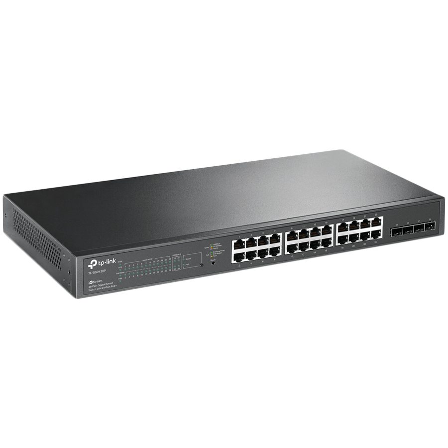 TP-Link SG2428P Omada 28-Port Gigabit Smart Switch with 24-Port PoE+, 24× Gigabit 802.3af/at PoE+ ports and 4× Gigabit SFP slots, 250 W total PoE budget, Omada app, Static Routing, VLAN, ACL, QoS, IGMP Snooping, Zero-Touch Provisioning - Image 2