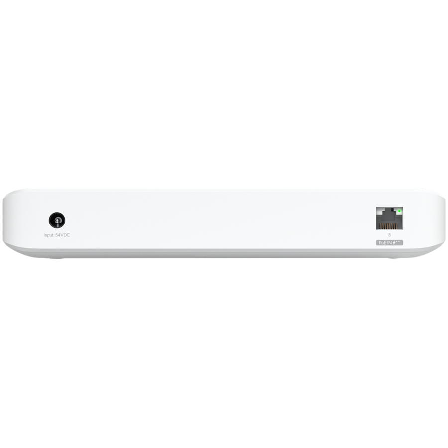 Ubiquiti USW-Ultra-210W-EU compact, Layer 2, 8-port GbE PoE switch with versatile mounting options, 7x GbE PoE+ output ports, GbE port with optional PoE++ input, 202W PoE availability with the included AC power adapter - Image 4