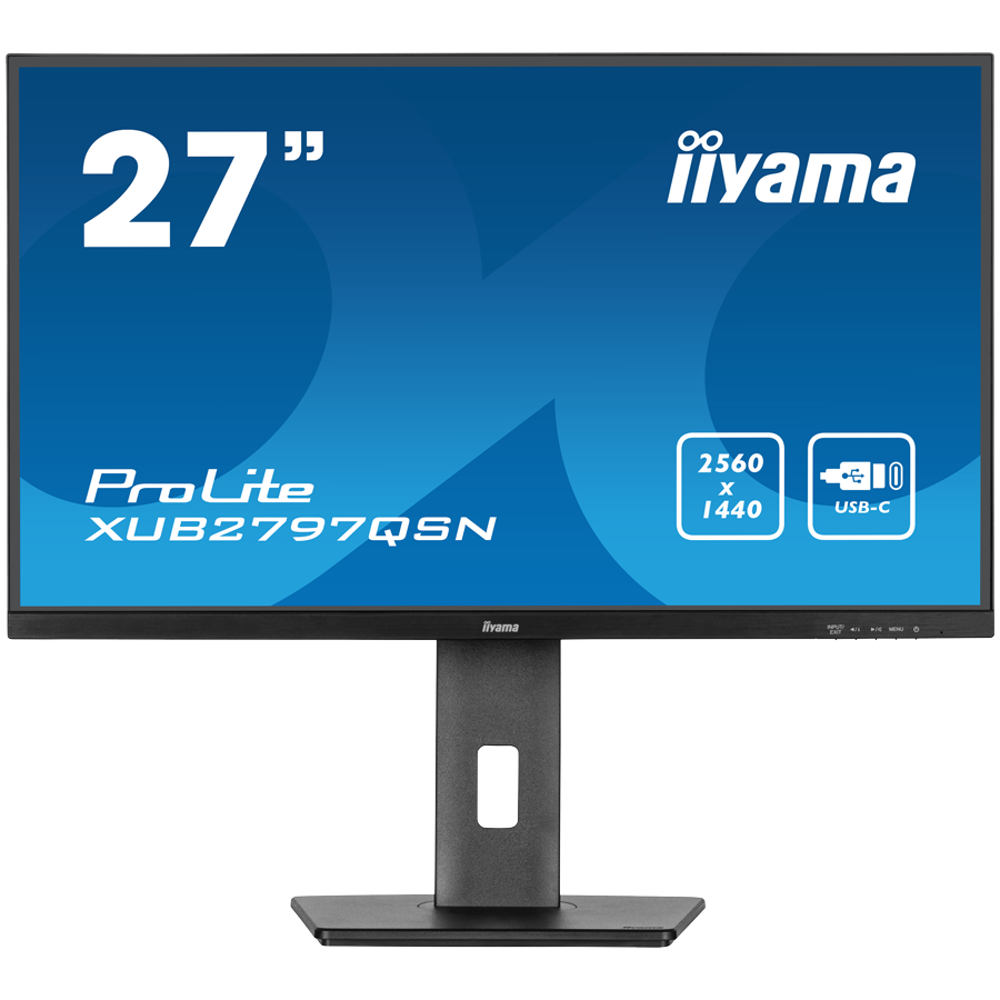 IIYAMA Monitor LED XUB2797QSN-B2 27" IPS 2560 x 1440 @100Hz 300 cd/m² 1300:1 1ms HDMI DP USB-C 65W RJ45 Daisy Chain USB Hub 3.2 height, swivel, tilt, pivot (rotation both sides), 3-side borderless design, matte finish