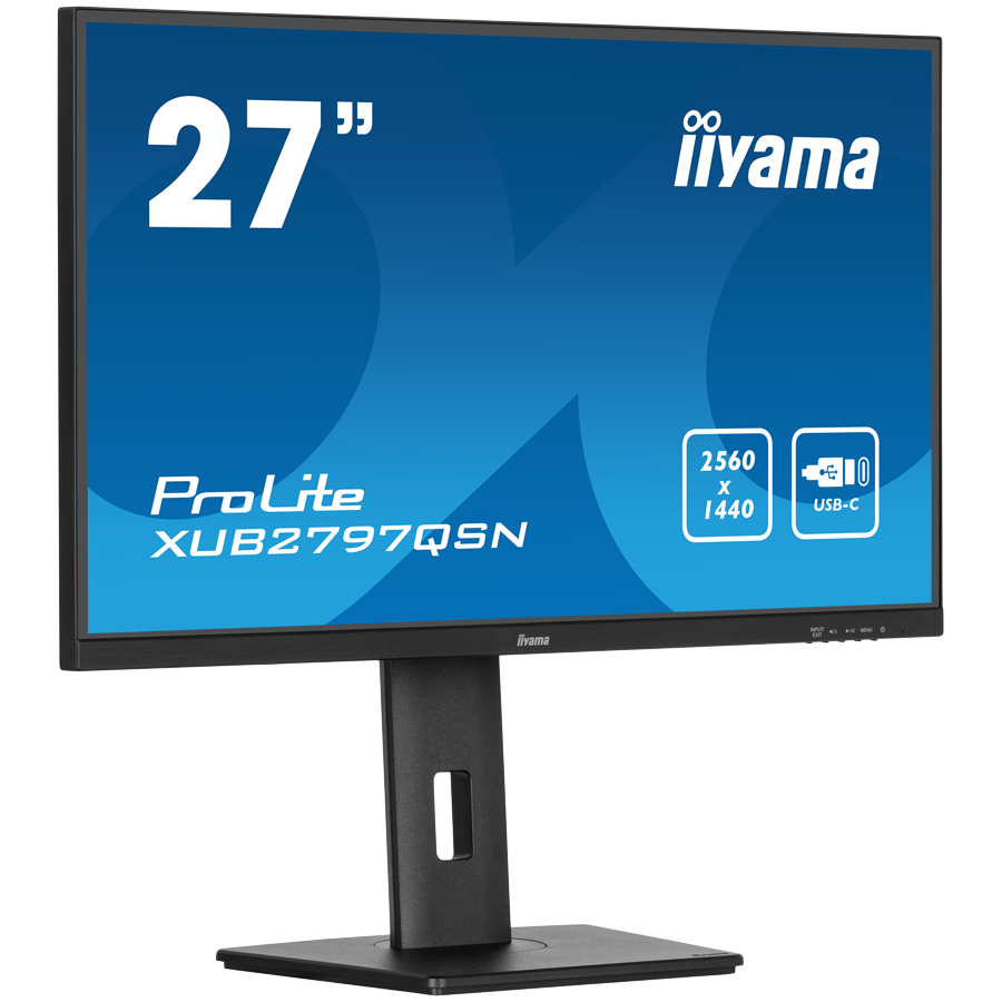 IIYAMA Monitor LED XUB2797QSN-B2 27" IPS 2560 x 1440 @100Hz 300 cd/m² 1300:1 1ms HDMI DP USB-C 65W RJ45 Daisy Chain USB Hub 3.2 height, swivel, tilt, pivot (rotation both sides), 3-side borderless design, matte finish - Image 2