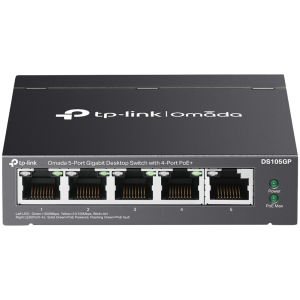 Omada 5-Port Gigabit Desktop Switch with 4-Port PoE+ PORT: 4× Gigabit PoE+ Ports, 1× Gigabit Non-PoE Port SPEC: 802.3af/at, 65 W PoE Power, Desktop Steel Case FEATURE: Plug and Play