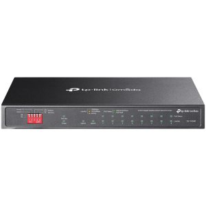Omada 10-Port Gigabit Desktop Switch with 8-Port PoE+ 8× Gigabit PoE+ Ports, 2x Gigabit Non-PoE Ports, 1× Combo Gigabit SFP Slot 802.3at/af, 123 W PoE Power, Desktop Steel Case Extend Mode for 250m PoE Transmitting, Priority Mode for Port1-2,