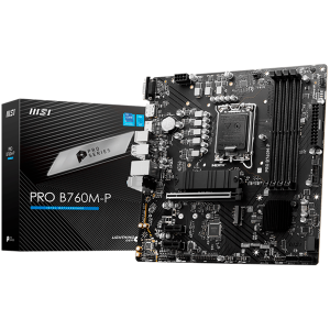 MSI PRO B760M-P Motherboard, Micro-ATX - Supports 14th/13th/12th Gen Intel Core Processors, LGA 1700 - DDR5 Memory Boost 6800+MHz/OC, PCIe 4.0 x16 Slot, M.2 Gen4 Slots