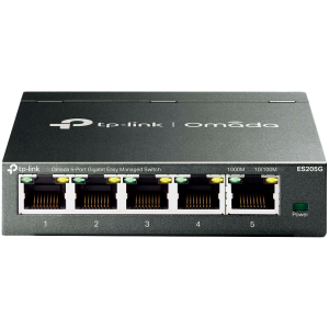 Omada 5-Port Gigabit Easy Managed Switch 5× Gigabit RJ45 Ports Desktop Steel Case Integration with Omada SDN Controller, Flow Control, Loopback Detection, Port Isolation, Port Mirroring, LAG, VLAN, IGMP Snooping, QoS, Storm Control