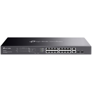 TP-Link ES220GMP Omada 20-Port Gigabit Easy Managed Switch 16 x Gigabit PoE+ Ports, 2 x Gigabit Non-PoE Ports, 2 x Gigabit SFP Ports, 250W PoE Power, Rack-mountable, Omada App, Flow Control, Loopback Detection,Port Isolation,Port Mirroring,LAG,VLAN