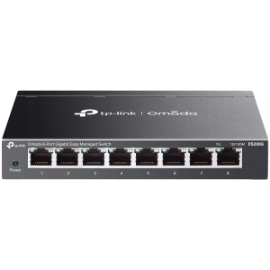 TP-Link ES208G Omada 8-Port Gigabit Easy Managed Switch, 8 x Gigabit RJ45 Ports, Desktop Steel Case and Fanless, Omada App. Flow Control, Loopback Detection, Port Isolation, Port Mirroring, LAG, VLAN, IGMP Snooping, QoS, Storm Control
