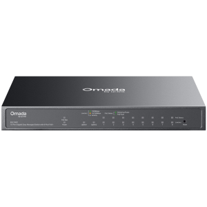 TP-Link ES210GP Omada 10-Port Gigabit Easy Managed Switch with 8-Port PoE+, 8x Gigabit PoE+ Ports, 1x Gigabit Non-PoE Ports, 1x Combo Gigabit RJ45/SFP Port, 63 W PoE Power, Desktop Steel Case and Fanless, Omada App. Flow Control, Loopback Detection