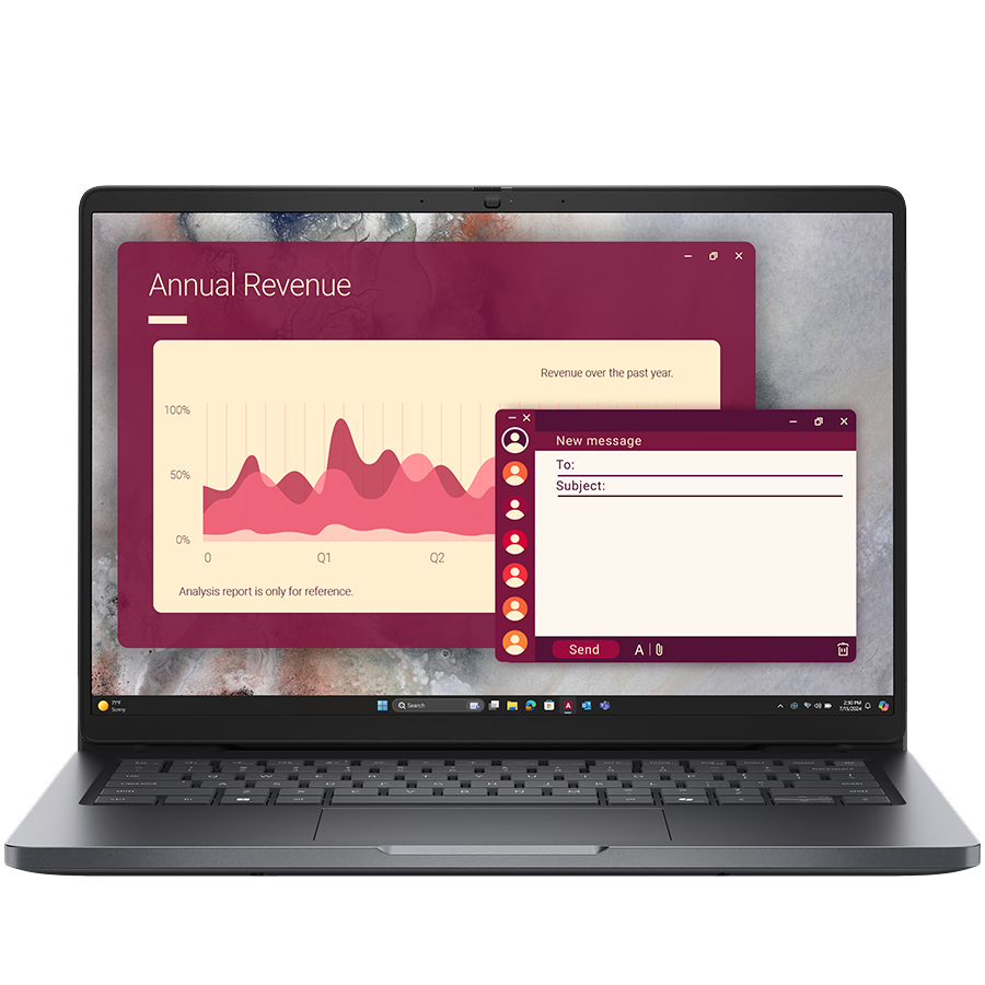 Dell Pro 14 PC14250, 14" FHD+ (1920x1200), Intel Core 5 120U, 1x 16GB DDR5, M.2 512GB SSD, Int GPU, WiFi 6E + BT 5.3, FHD IR Cam, 2x USB 3.2, 1x USB C 3.2, 1x USB C THB4, RJ-45, FgrPr, Backlit kb, 55Wh, Ubuntu, 3Yr