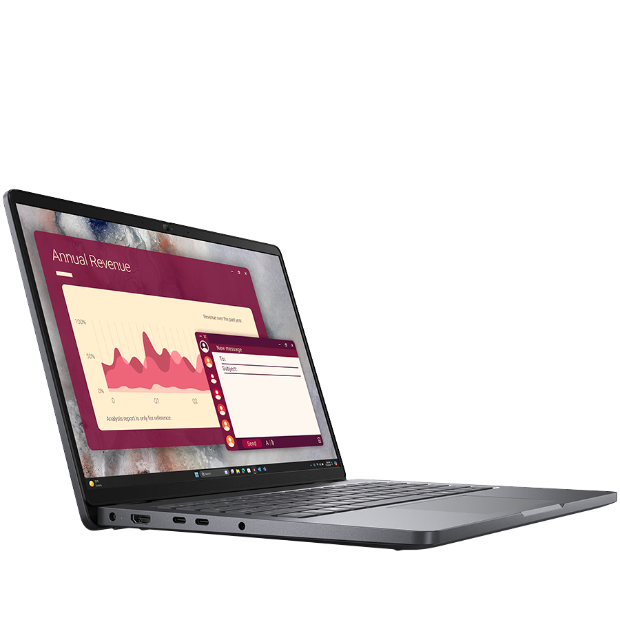 Dell Pro 14 PC14250, 14" FHD+ (1920x1200), Intel Core 5 120U, 1x 16GB DDR5, M.2 512GB SSD, Int GPU, WiFi 6E + BT 5.3, FHD IR Cam, 2x USB 3.2, 1x USB C 3.2, 1x USB C THB4, RJ-45, FgrPr, Backlit kb, 55Wh, Ubuntu, 3Yr - Image 2