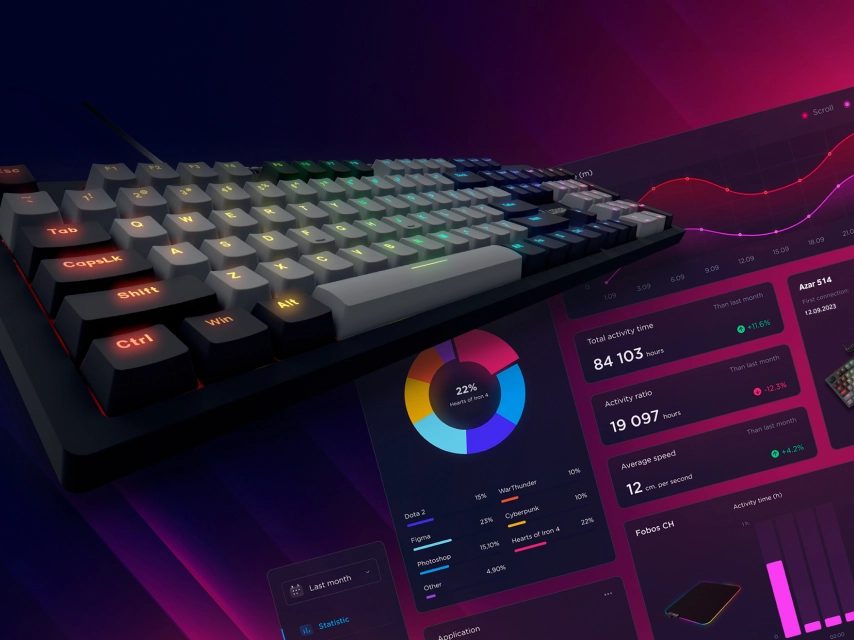 LORGAR Azar 514, Wired mechanical gaming keyboard, RGB backlight, 1680000 colour variations, 18 modes, keys number: 104, 50M clicks, linear dream switches, spring cable up to 3.4m, ABS plastic+metal, magnetic cover, 450*136*39mm, 1.17kg, white, EN layout - Image 5