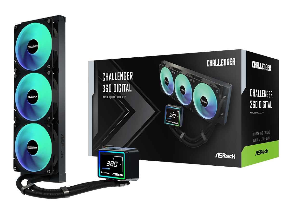 ASROCK 360 A-RGB LCD AIOLiquid Cooler, Challenger3" LCD, 1851, 1700, AM4, AM5