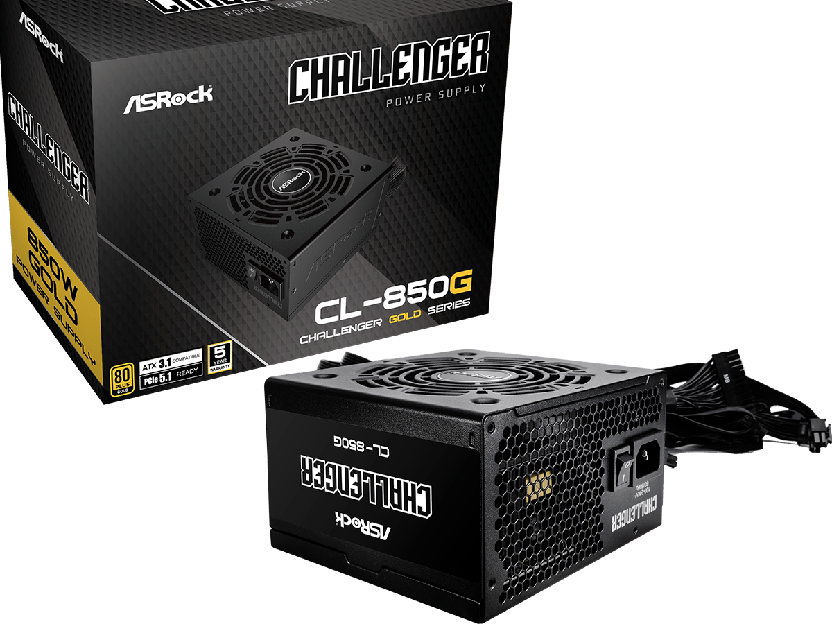 ASROCK PSU 850W Gold Challenge80PLUS,120mm fan,ATX 3.1PCIe 5.1 - Image 2