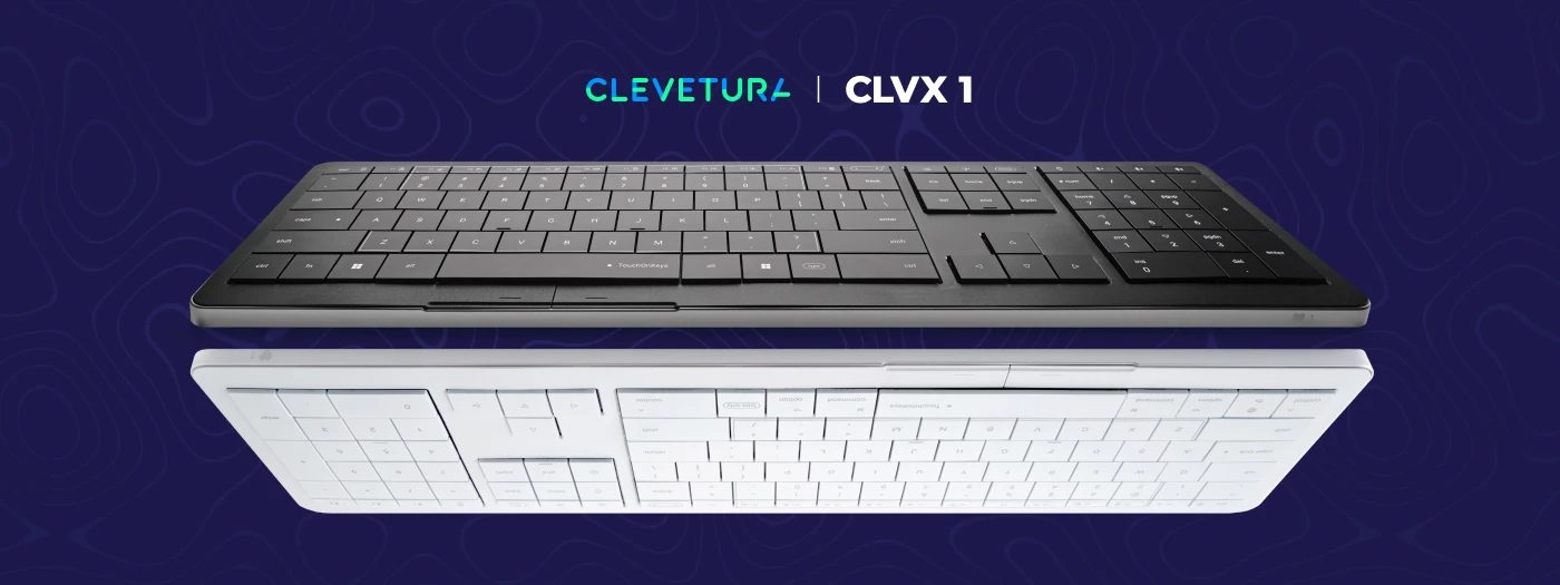 CLEVETURA CLVX 1 Touch-On-Keys AI Wireless Keyboard, ANSI US Windows Layout, Scissor Switches, Aluminum Chassis, Interactive RGB, Windows/Linux/MacOS support