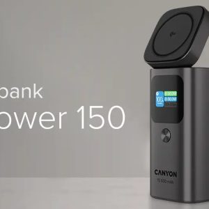 CANYON Qi2 magnetic power bank OnPower 150 15000mAh Aluminium Dark grey