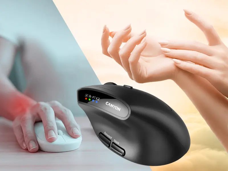 CANYON mouse MW-25 Ergonomic LED AA Dual mode Wireless Black - Image 4