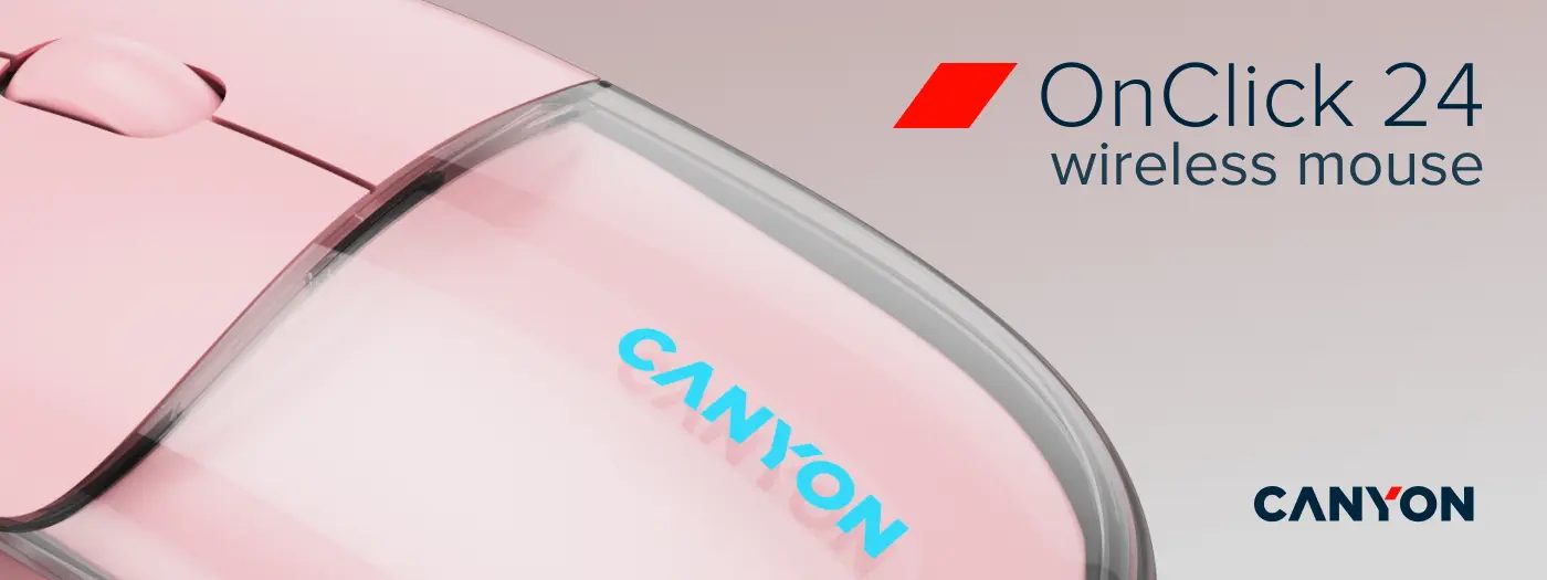 CANYON mouse OnClick 24 BT/ Wireless Transparent/Pink